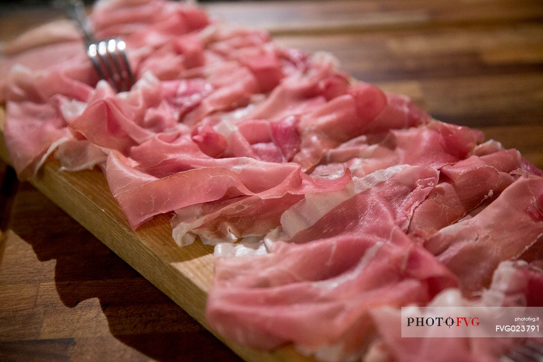 Platter of ham of San Daniele Del Friuli, Italy