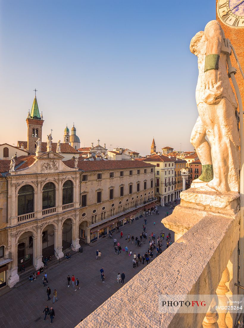 View of Piazza dei Signori with the palace of Monte Pieta from the terrace of the Palladian Basilica, Vicenza, Italy