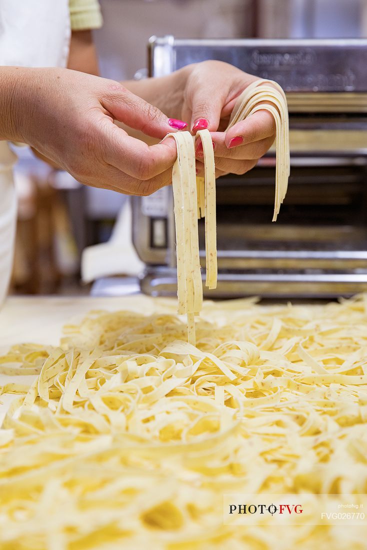 Homemade pasta of the Osteria Sardoc in Trieste, Friuli Venezia Giulia, Italy