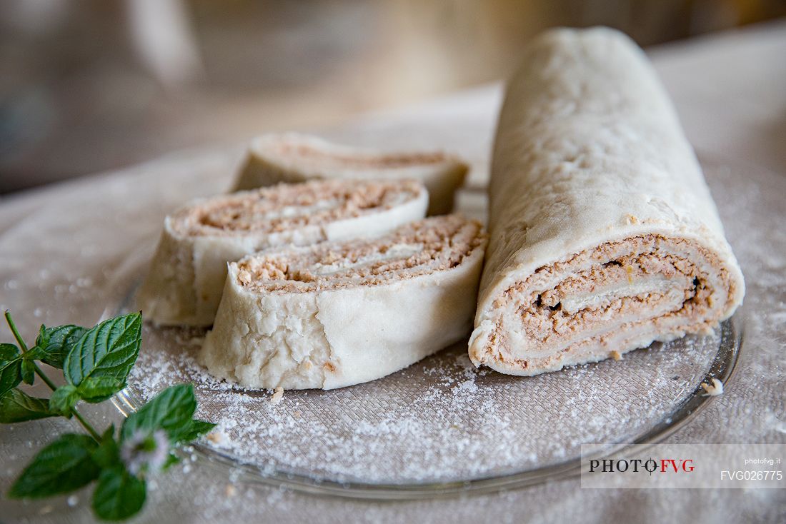 Typical dessert of the Osteria Sardoc in Trieste, Friuli Venezia Giulia, Italy