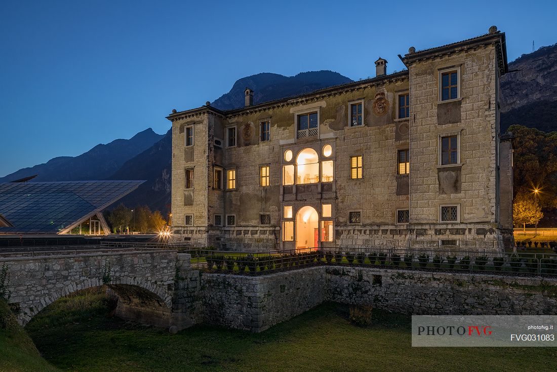 The hystoric Albere Palace by night, Trento, Trentino Alto Adige, Italy