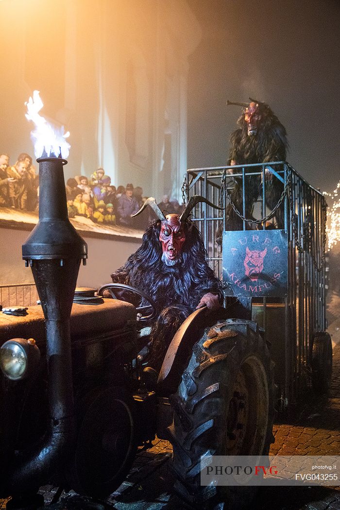 The Krampus festival in Dobbiaco village, Pusteria valley, dolomites, Trentino Alto Adige, Italy