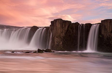 Detail of the  waterfall of Godafoss in the north of Iceland
