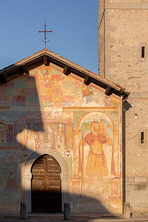 Facade of the church of Saints Peter and Biagio in the village Brossana