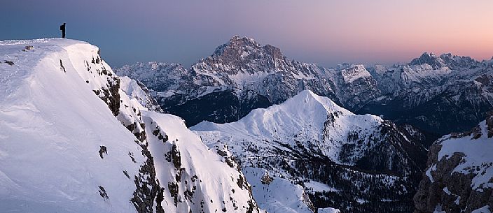Last lights on the Dolomiten with the Mount Civetta and Pale di San martino on background 