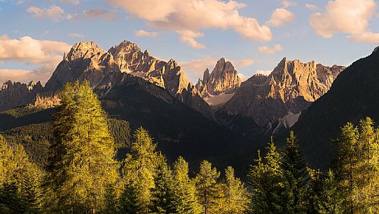 Meridiana di Sesto at sunset, Pusteria valley, dolomites, Italy