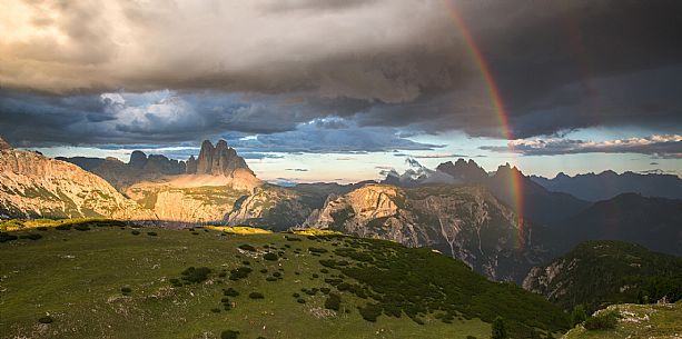 Rainbow over the Tre cime di of Lavaredo and the Vallandro mount from Mount Specie