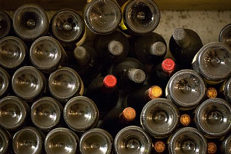 Wine bottles in the cellar of the Tenuta Villanova in Farra d'Isonzo - Gorizia