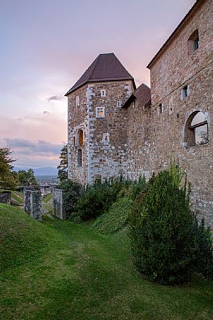 The castle of Lubiana at twigliht, Slovenia, Europe