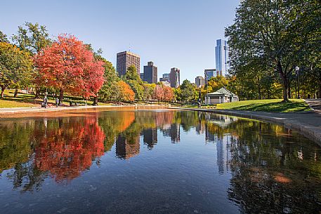 The Boston Common, the oldest public park in the United States located in the heart of Boston, United  States