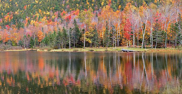 Autumn reflections in the White Mountains National Forest in New Hampshire, United States of America