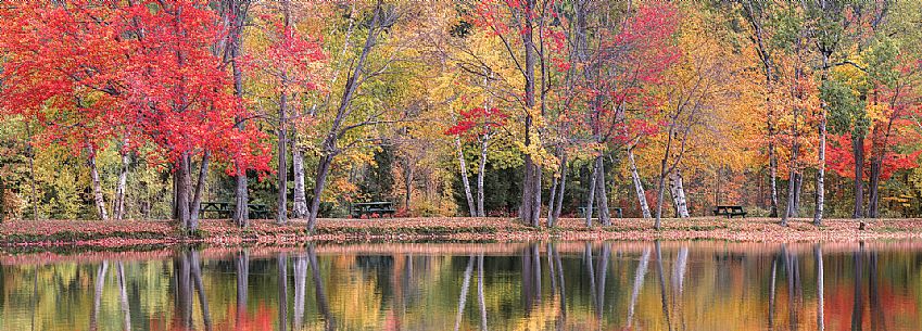 Autumn reflections in the White Mountains National Forest in New Hampshire, United States of America