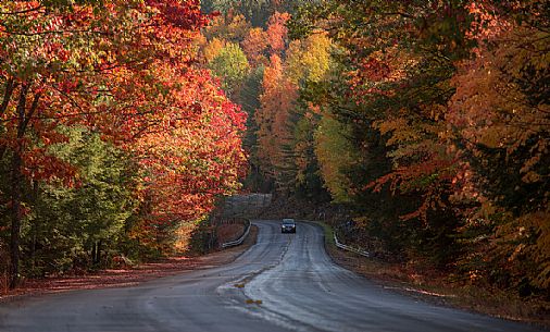 The Kancamagus Highway in northern New Hampshire; it's a 34 scenic highway that stretches from Lincoln to Conway, New England, Usa