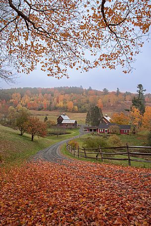 The famous farm called Sleepy Hollow in the Vermont countryside during the foliage, New England, USA