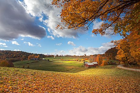 The countryside of Woodstock (Vermont) and the Jenne farm on background The countryside of Woodstock (Vermont) and the Jenne farm on background
