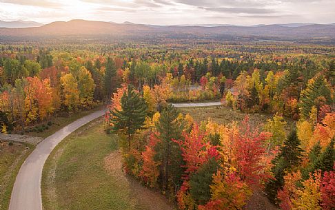 Panoramic view of the northern zone of the  White Mountains Natonal Forest in New Hampshire, United States of America
