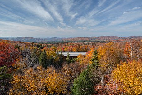 Panoramic view of the northern zone of the  White Mountains Natonal Forest in New Hampshire, USA