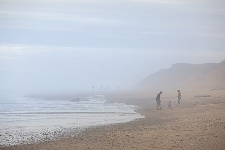 Typical fog along the beach of the Cape Cod national Seashore, Nauset light Beach, New England, USA