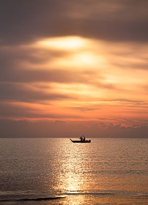 Venetian lagoon from the Sottomarina beach at dawn, Chioggia, venetian lagoon, Italy