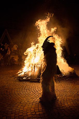Krampus during the traditional festival. The Krampus are men-wild goats and very disturbing that roam the streets in search of children Krampus during the traditional festival. The Krampus are men-wild goats and very disturbing that roam the streets in search of children