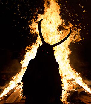 Krampus during the traditional festival. The Krampus are men-wild goats and very disturbing that roam the streets in search of children Krampus during the traditional festival. The Krampus are men-wild goats and very disturbing that roam the streets in search of children