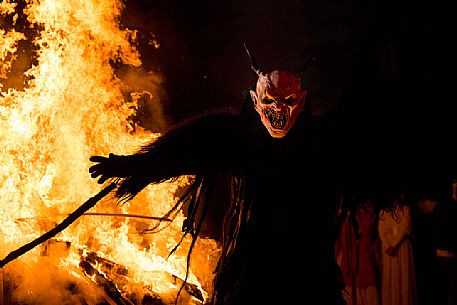 Krampus during the traditional festival. The Krampus are men-wild goats and very disturbing that roam the streets in search of children Krampus during the traditional festival. The Krampus are men-wild goats and very disturbing that roam the streets in search of children