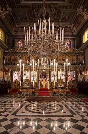 Interior of the San Nicol dei Greci church along the waterfront of Trieste, Italy