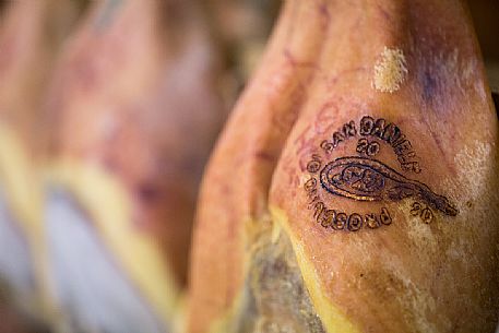 Hams of San Daniele del Friuli in seasoning at the Prolongo ham factory,Italy