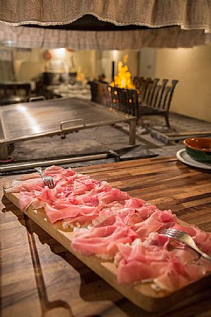 Platter of ham of San Daniele Del Friuli, Italy