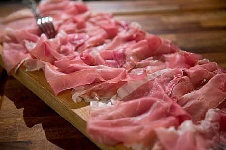Platter of ham of San Daniele Del Friuli, Italy