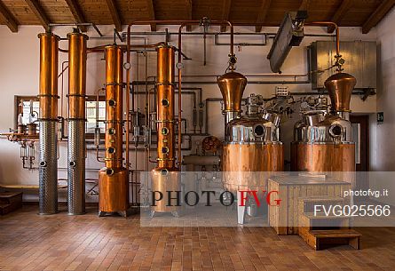 The distillery of Alessandro and Francesco Poli in Santa Massenza, a small village of renowned wine and distillery tradition, Valley of Lakes, Trentino Italy