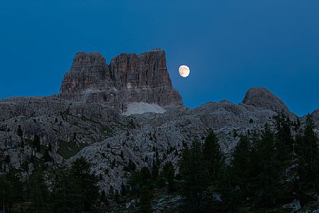 The Averau Mount by night from the Falzarego Pass, Cortina D'Ampezzo,  Dolomites, Italy