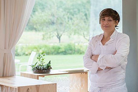 Antonia Klugmann, chef of the starred restaurant L'Argine di Vencò in Dolegna del Collio, Friuli Venezia Giulia, Italy Antonia Klugmann, chef of the starred restaurant L'Argine di Vencò in Dolegna del Collio, Friuli Venezia Giulia, Italy