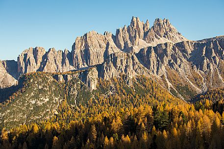The Croda Da Lago mountain during an autumn afternoon, Dolomites, Cortina d'Ampezzo, Italy