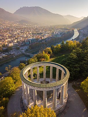 The mausoleum of Cesare Battisti on the top of Doss Trento overlooking the city, Trento, Trentino Alto Adige, Italy