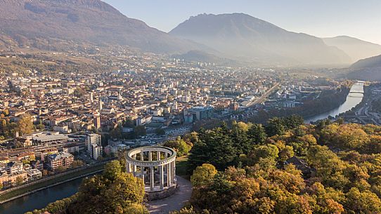 The mausoleum of Cesare Battisti on the top of Doss Trento overlooking the city, Trento, Trentino Alto Adige, Italy