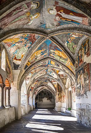The cloister of the Duomo church with its Gothic frescoes, Bressanone, Isarco valley, Trentino Alto Adige, Italy