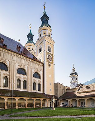 The diocesan museum of Bressanone with the Duomo of Bressanone on background, Isarco valley, Trentino Alto Adige, Italy, Europe