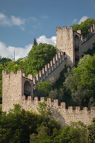 The walls of Castello Superiore (upper castle) that surround the town of Marostica, Veneto, Italy, Europe