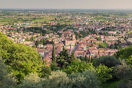 Panoramic view on Marostica village from the Upper Castle or Castello Superiore, Marostica, Vicenza, Veneto, Italy Panoramic view on Marostica village from the Upper Castle or Castello Superiore, Marostica, Vicenza, Veneto, Italy
