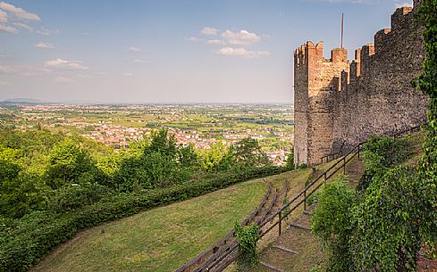 Panoramic view on Marostica from the Upper Castle or Castello Superiore, Marostica, Veneto, Italy