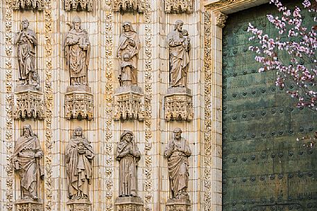 External facade of the Seville Cathedral or Church of Santa Maria della Sede, Seville, Spain, Europe