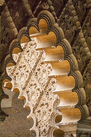 Mudejar-style lobed arches of the Patio de las Doncellas in the Real Alcazar building, Seville, Andalusia, Spain, Europe Mudejar-style lobed arches of the Patio de las Doncellas in the Real Alcazar building, Seville, Andalusia, Spain, Europe
