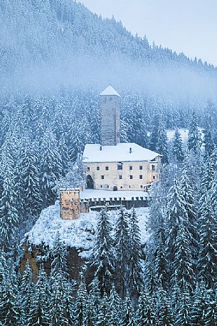 The Monguelfo castle in winter time, Pusteria valley, dolomites, Trentino Alto Adige, Italy, Europe The Monguelfo castle in winter time, Pusteria valley, dolomites, Trentino Alto Adige, Italy, Europe