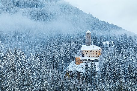 The Monguelfo castle in winter time, Pusteria valley, dolomites, Trentino Alto Adige, Italy, Europe The Monguelfo castle in winter time, Pusteria valley, dolomites, Trentino Alto Adige, Italy, Europe