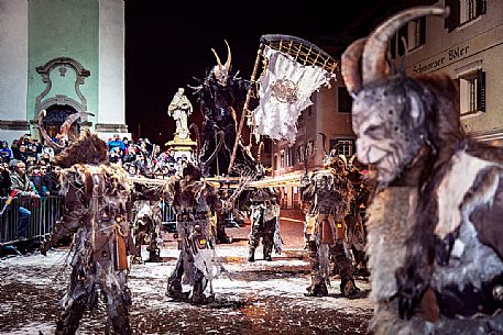 The Krampus festival in Dobbiaco village, Pusteria valley, dolomites, Trentino Alto Adige, Italy