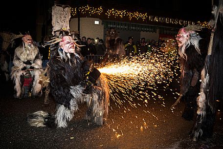 The Krampus festival in Dobbiaco village, Pusteria valley, dolomites, Trentino Alto Adige, Italy