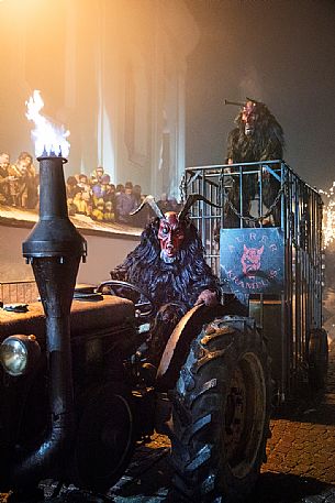 The Krampus festival in Dobbiaco village, Pusteria valley, dolomites, Trentino Alto Adige, Italy