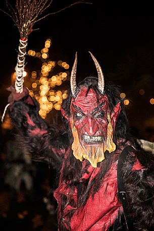 The Krampus festival in Dobbiaco village, Pusteria valley, dolomites, Trentino Alto Adige, Italy