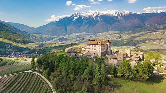 Thun Castle and the panoramic view of Val di Non Valley, Vigo di Ton, Trento, Trentino-Alto Adige, Italy, Europe